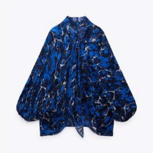 PRINTED BLOUSE WITH BOW - Picture 6 of 7